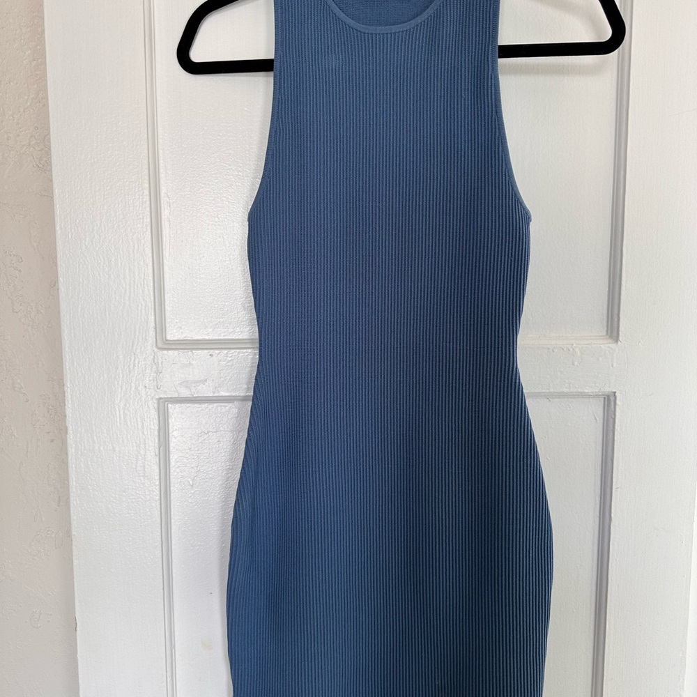 Babaton Ribbed Mini Dress in Deep Blue